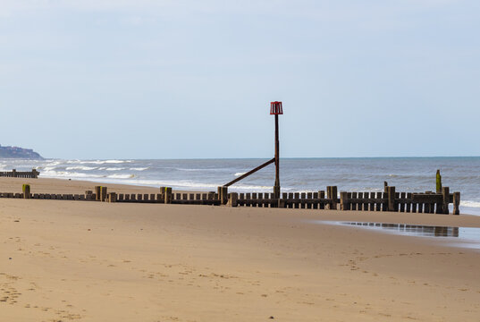 Hazard Marker Posts on Ostend beach Norfolk