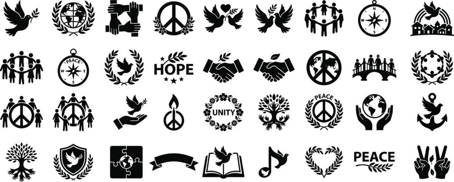 Peace and Unity Vector Set with Premium Global Hope Icons