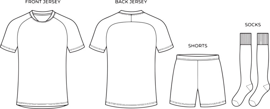 Football soccer uniform kit template with jersey shorts and socks