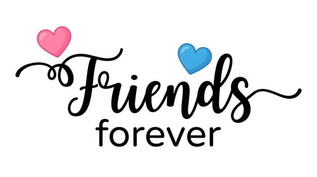 Friends forever love text design with hearts