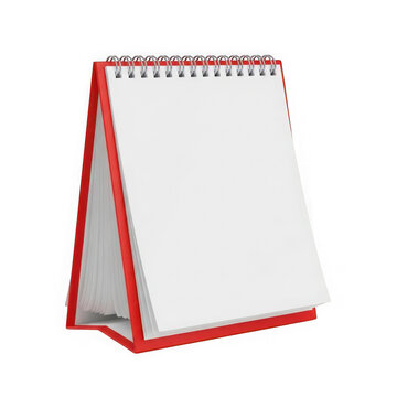Red bordered open standing planner on white background isolated on transparent background