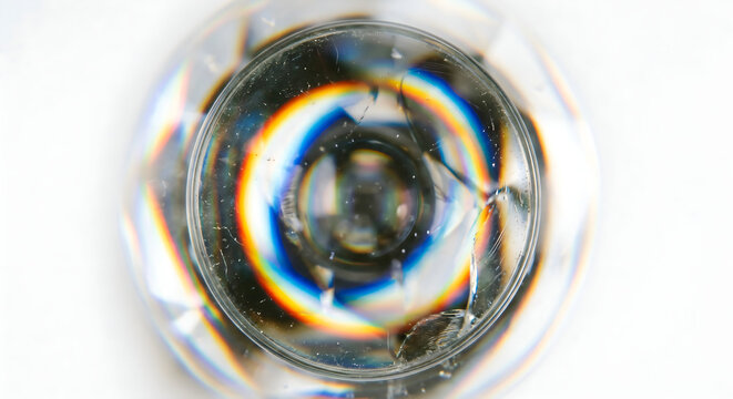 Abstract glass lens distortion overlay chromatic aberration blur circle translucent prism refraction ring high-end optical effect white background