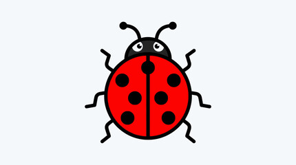 Fototapeta premium Charming Red Ladybug Flat Design Illustration Vector Icon on White Background