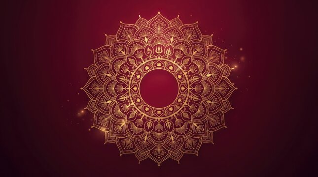 Golden durga puja mandala intricate floral design for festive celebrations and spiritual decor