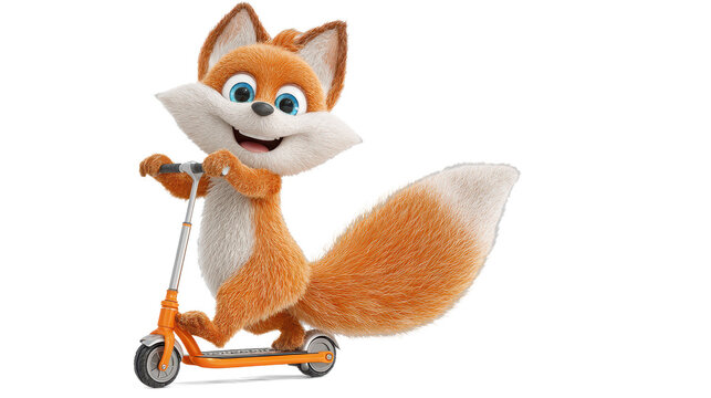 Fun Fox Riding a Scooter &ndash; 3D Illustration