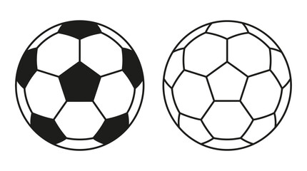 Naklejka premium Soccer ball silhouettes with pentagonal and hexagonal panels on white background