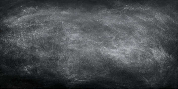 Vintage Black Chalkboard Texture Background with Grunge Wall Surface Blank Blackboard Frame Dark Aged Concrete Pattern for Design Wallpaper 