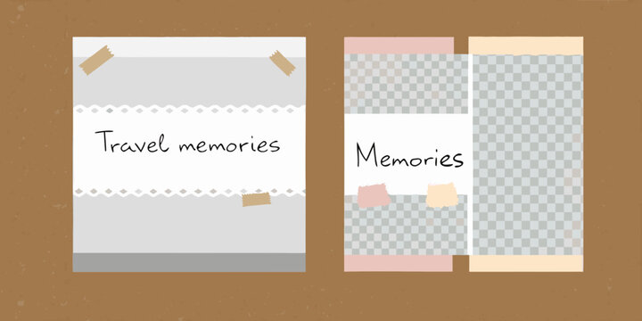 scrapbook layout templates with decorative elements on brown background travel memories photos design craft memory book template art paper collage diy