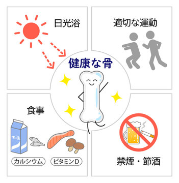 健康な骨を保つための生活習慣のイラスト
