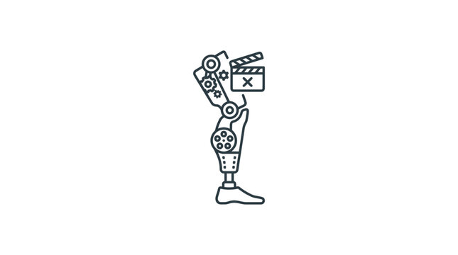Robotic Leg Prosthetic with Film Clapperboard - Innovation in Medical Technology and Cinema