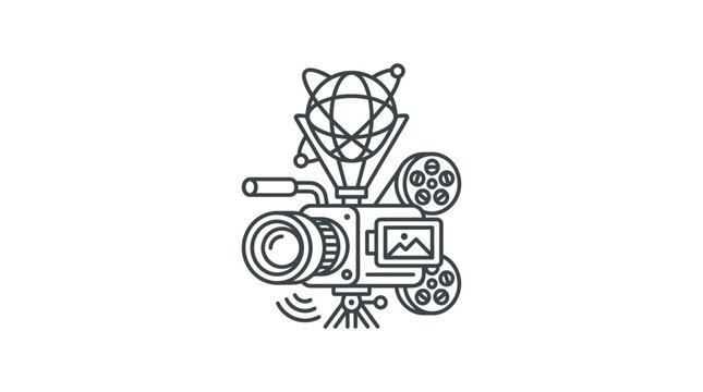 Vintage Film Camera with Globe Icon