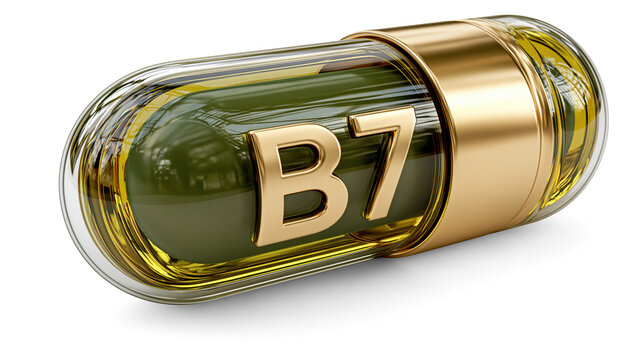 Vitamin B7 Capsule Supplement Display Isolated Object