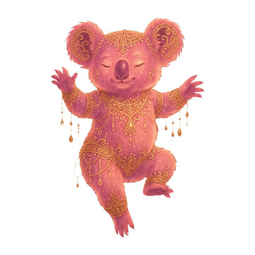 PNG Whimsical koala in ornate attire