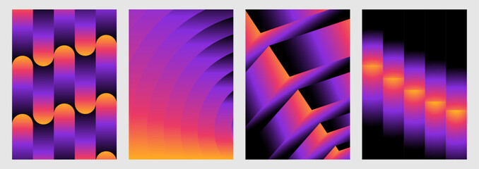 Vector illustration collection - trendy abstract creative minimalist prints and compositions with bright gradient colors - design templates for social media posts and stories, posters and banners © venimo