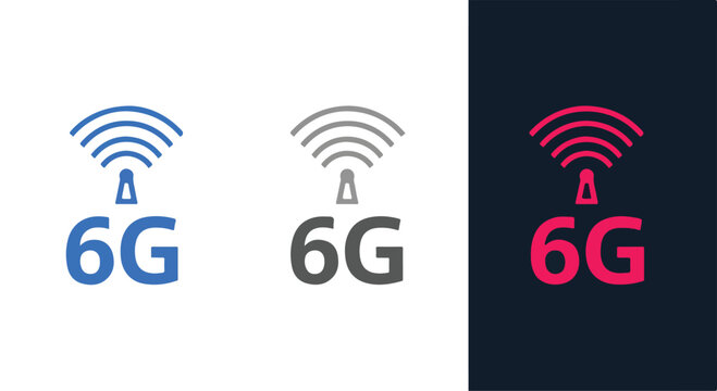 Conceptual illustration of 6G wireless technology icons in multiple colors.