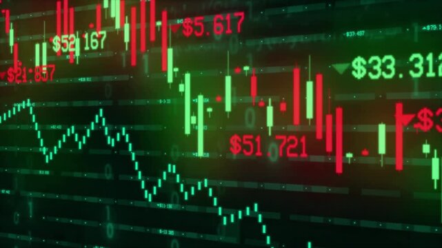 Digital Business Stock Market Data and Growth Financial Trading Chart  Animation looping Seamless Motion Background. Business stock data concept