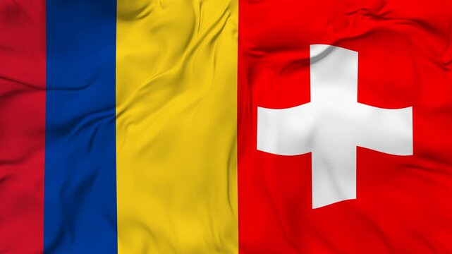 Colombia vs Switzerland flag animation seamless loop. 4k resolution