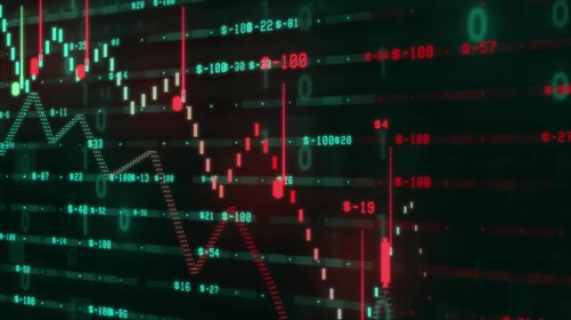 Moving digital Business Growth Financial Trading Chart and Stock Market Data Animation looping Seamless Motion Background. Business stock data concept