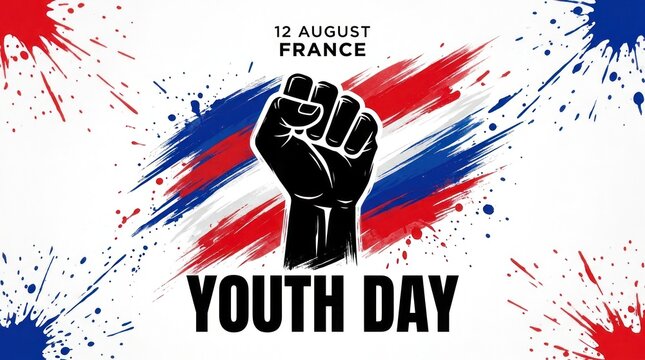 French youth day illustration with raised fist august 12th commemoration graphic