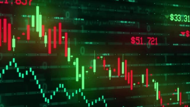 Digital Business Stock Market Data and Growth Financial Trading Chart  Animation looping Seamless Motion Background. Business stock data concept