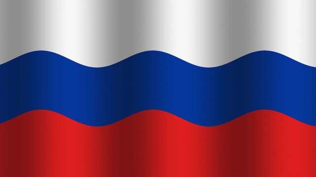 Russian flag waving in the wind with smooth flowing patterns