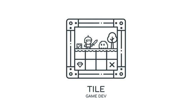 Pixel Art Game Scene Icon: Knight, Enemy, Tree, Diamond, Controls
