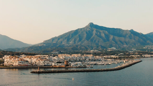 Puerto banus marina and la concha mountain in marbella