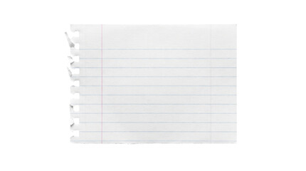 Spiral bound lined notebook paper, blank note pad sheet, white background, college ruled © Graphics Stock
