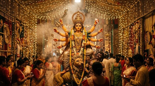 Durga puja festival a vibrant celebration of goddess durga's victory