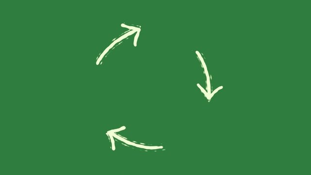 Circle on arrow it clock dots creative scene cartoonish composition expression style layers movement figure frame isolated on green screen background
