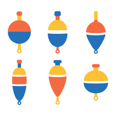 Set fishing bobber icons isolated on white background vector illustration. © MST MOMATAJ