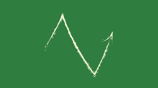 Arrow the letter v triangle design creative style illustration motion frame expression cartoonish depth isolated on green screen background
