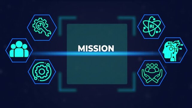 Corporate mission statement concept with digital for business strategy, artificial intelligence, and team development presentation