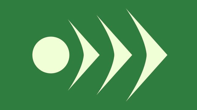 Black circle arrow in the center expression gesture layers elements cartoonish scene backgrounds figure isolated on green screen background