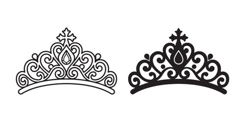 Black and white tiara crown icons Vector, illustration © Jrdesign0