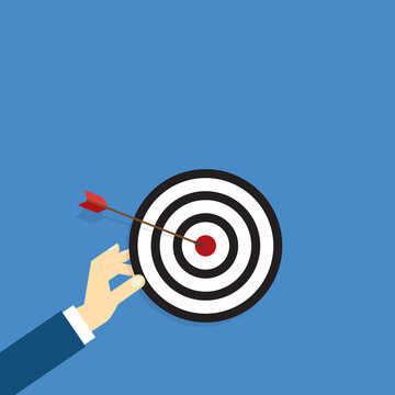 Business Target Achievement Concept with Bullseye Goal Success Strategy	