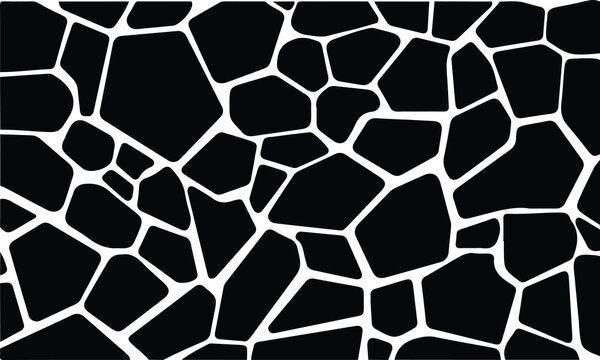 Giraffe skin pattern, seamless black and white vector background, abstract animal print, graphic wallpaper or texture, decorative design element for fashion and textile projects.