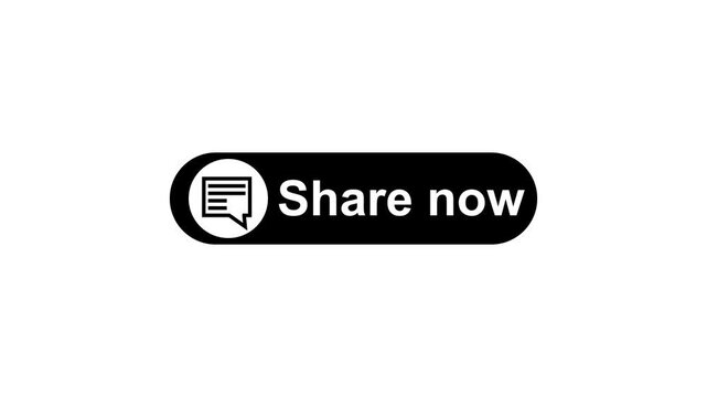 Animated social media share now button with typing text and share icon.