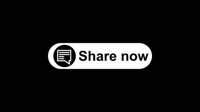 Animated social media share now button with typing text and share icon.