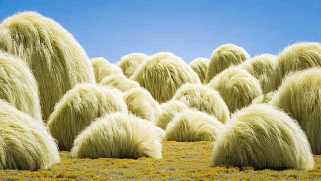 Paysage imaginaire avec colline en fourrure ajune