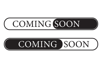 Obraz premium Coming Soon Banner Set with Labels. Left and Right design labels in black and white colors. Clean vector style Isolated on White Background.