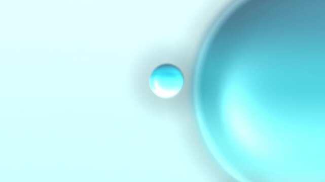 Cyan Teal White Liquid Glass Spheres Motion Background, Smooth Floating Gradient Spheres Animation Seamless Loop, 4K