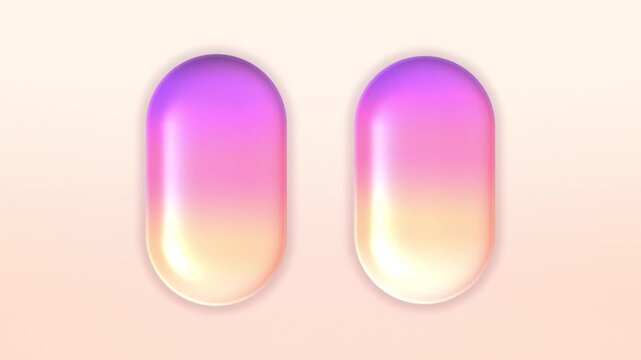 Magenta Pink Orange Liquid Glass Capsules Motion Background, Smooth Floating Gradient Capsules Animation Seamless Loop, 4K