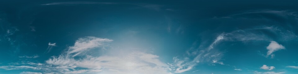 Obraz premium Sky panorama clouds wide angle view of wispy clouds on a blue sky during daytime for background use and copy space