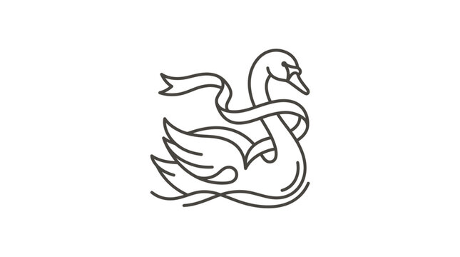 Industrial Minimalist Line Drawing of Two Ducks Facing Opposite Directions in Monochrome with high quality professional line art symbols for modern creative design and digital branding projects