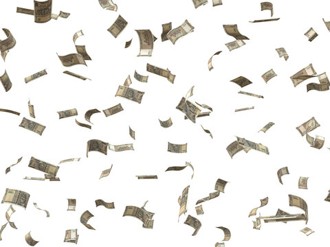  Floating 500 Rupee Rain Wealth, Finance, Success, and Cash Windfall Concept