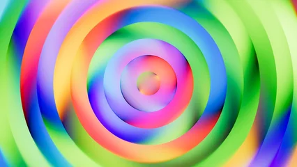 Abstract multicolored background. Spiral neon rings in rainbow colors swirl toward the center. Dynamic circular gradient with a hypnotic look © wacomka