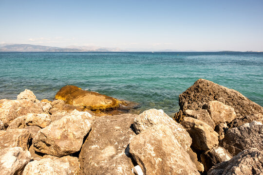 Greek coastline. Greek coast at Corfu, Greece 