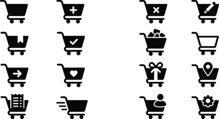 Shopping cart icons with various symbols © Achma