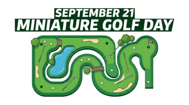 Miniature golf course illustration on white background